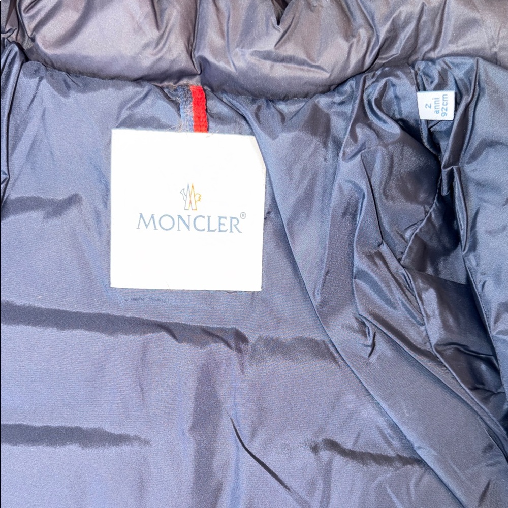Moncler Dark Blue Hooded Puffer Jacket 2Y - Picture 10 of 12